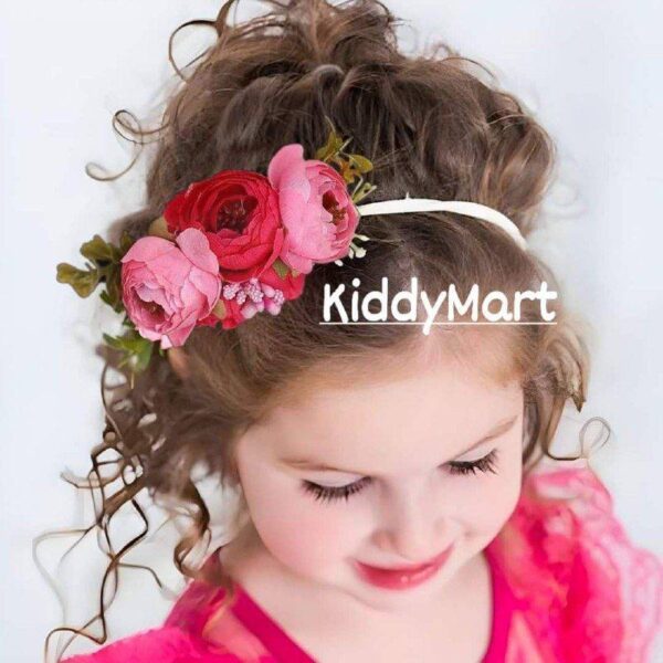 Flower Baby Headband Artificial Floral- Red