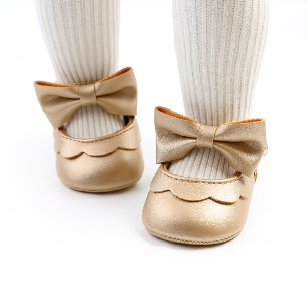 BowKnot Solid Soft Sole Princess Shoes -Golden