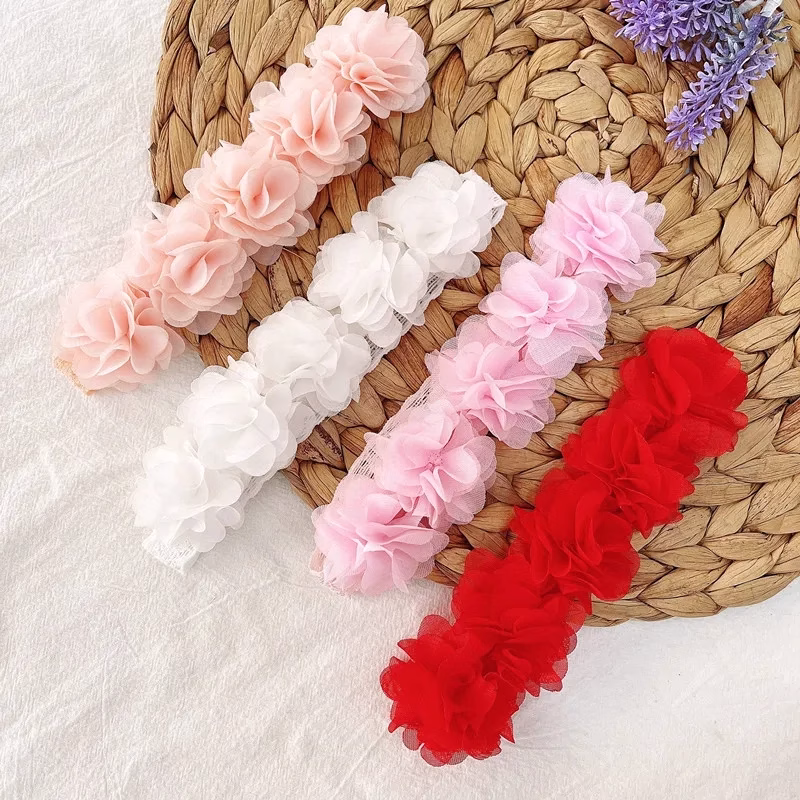 B16 Delicate Chiffon Flower Baby Headband - শিফন ফ্লাওয়ার বেবি ব্যান্ড - Image 13