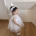White Lace Floral Baby Headband - হোয়াইট লেস ফ্লোরাল ব্যান্ড - Image 5