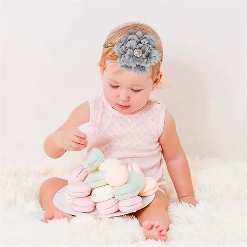 Q6 Dalia Stone Big Flower Baby Headband - ডালিয়া স্টোন ফ্লাওয়ার ব্যান্ড - Image 14