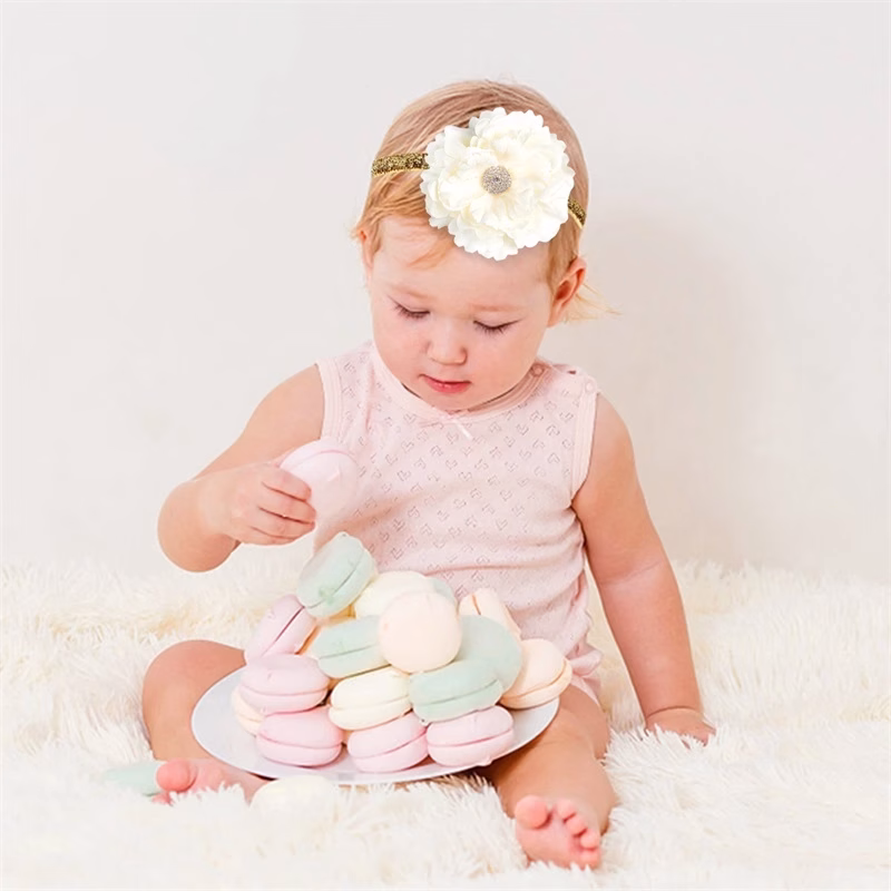 Q8 Dalia Stone Big Flower Baby Headband - ডালিয়া স্টোন ফ্লাওয়ার ব্যান্ড - Image 4