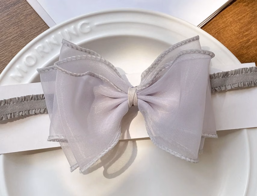 mmexport1745460961396 Organza Stylish Big Bow Baby Headband - অরগাঞ্জা বিগ বো হেডব্যান্ড - Image 3