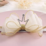 Gorgeous Princess Crown Bow Band (Off White) - অফ-হোয়াইট ক্রাউন বো ব্যান্ড