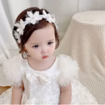 White Lace Floral Baby Headband - হোয়াইট লেস ফ্লোরাল ব্যান্ড - Image 2