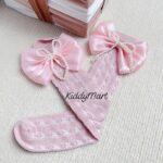 Exclusive Pink Pearl Bow Party Socks - এক্সক্লুসিভ পিংক পার্ল মোজা