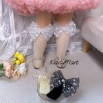 Exclusive Sequin Pearl Bow Party Socks (White) - হোয়াইট সিকুইন পার্ল সক্স